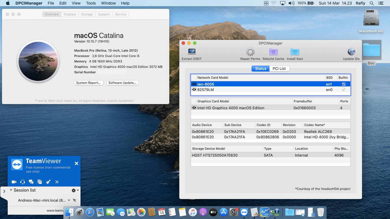 Success Hackintosh macOS Catalina 10.15.7 Build 19H15 at Lenovo Thinkpad X230